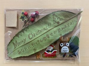 タラヨウのクリスマスカード＆クリスマスリース作り